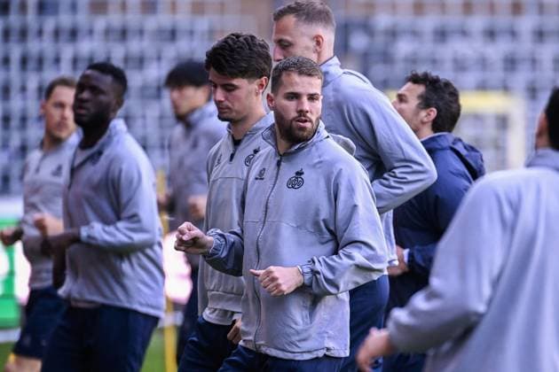 Union s Bart Nieuwkoop pictured in action during a training session of Belgian soccer team Royale Union Saint-Gilloise, Wednesday 19 April 2023 in Anderlecht stadium. Union is preparing for tomorrow s game against German Bayer 04 Leverkusen, the return leg of the quarterfinals of the UEFA Europa League competition. First leg ended on a draw 1-1 result. LAURIExDIEFFEMBACQ  x65339422x