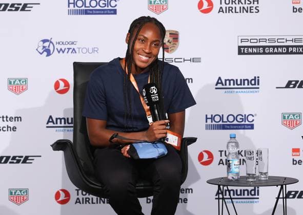 19.04.2023, Deutschland, Stuttgart, Porsche Tennis Grand Prix 2023, Coco Gauff (USA) j