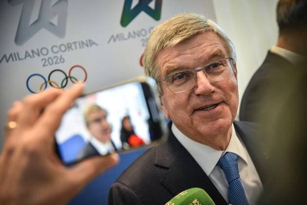 Sport Themen der Woche KW16 April 20, 2023, Milano, Italia: International Olympic Committee (IOC) President Thomas Bach arrives at alla headquarters of the Foundation for the 2026 Winter Olympics in Milan, Italy, 20 April 2023.ANSA MATTEO CORNER Milano-Cortina: Bach confidiamo sia tutto pronto in tempo  - ZUMAa110 20230420_zaf_a110_027 Copyright: xMatteoxCornerx