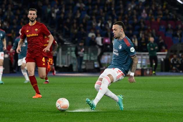 Foto Fabrizio Corradetti LaPresse 20 Aprile 2023 - Roma, Italia - calcio - Roma vs Feyenoord - Uefa Europa League 2022 2023 - Stadio Olimpico. Nella foto: Quilindschy Hartmann (Feyenoord) Foto Fabrizio Corradetti LaPresse April 20, 2023 Rome, Italy - sport, soccer - Roma vs Feyenood - Uefa Europe League 2022 2023 - Olimpic Stadium. In the pic: Quilindschy Hartmann (Feyenoord)  Copyright: xFabrizioxCorradetti LaPressex