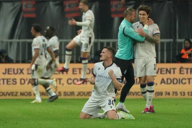 Sport Bilder des Tages Fußball, ECL, OGC Nizza - FC Basel Joie - Taulant Xhaka (FC Bale) FOOTBALL : OGC Nice vs FC Bale - Quart de finale retour de Ligue Europa ConfÃ rence - Nice - 20 04 2023 NorbertScanella Panoramic 