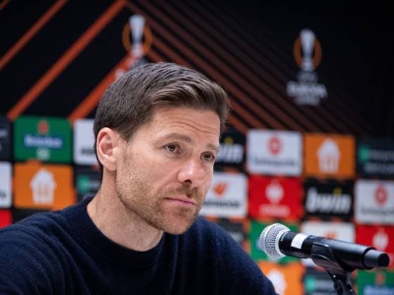 Xabi Alonso (Bayer 04 Leverkusen, Trainer) bei der Pressekonferenz, BEL, Royal Union Saint Gilloise vs. Bayer 04 Leverkusen, Fussball UEFA Europa League, Viertelfinale Rueckspiel, Spielzeit 2022 2023, 20.04.2023 BEL, Royal Union Saint Gilloise vs. Bayer 04 Leverkusen, Fussball UEFA Europa League, Viertelfinale Rueckspiel, Spielzeit 2022 2023, 20.04.2023 Anderlecht Copyright: xEibner-Pressefoto Memmlerx EP_MMR