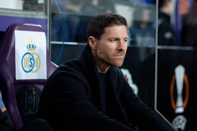 Xabi Alonso (Bayer 04 Leverkusen, Trainer) sitzt auf der Bank, BEL, Royal Union Saint Gilloise vs. Bayer 04 Leverkusen, Fussball UEFA Europa League, Viertelfinale Rueckspiel, Spielzeit 2022 2023, 20.04.2023 BEL, Royal Union Saint Gilloise vs. Bayer 04 Leverkusen, Fussball UEFA Europa League, Viertelfinale Rueckspiel, Spielzeit 2022 2023, 20.04.2023 Anderlecht Copyright: xEibner-Pressefoto Memmlerx EP_MMR