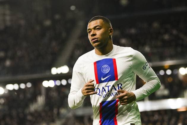 Kylian Mbappe (PSG) FOOTBALL : Angers vs PSG - Ligue1 - 21 04 2023 JBAutissier Panoramic 