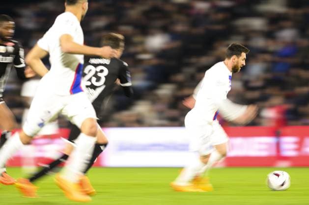 Fußball, SCO Angers - Paris St. Germain Lionel Messi (PSG) FOOTBALL : Angers vs PSG - Ligue1 - 21 04 2023 JBAutissier Panoramic 
