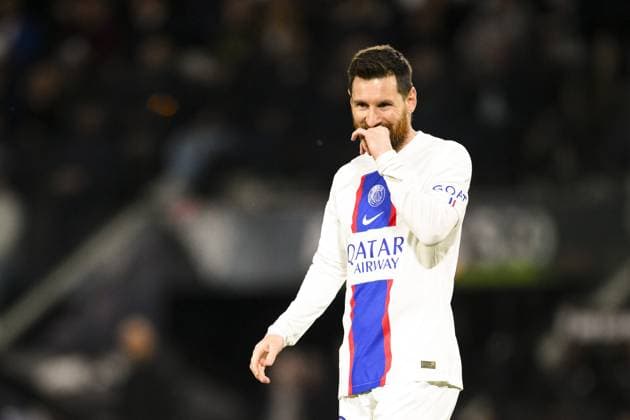 Lionel Messi (PSG) FOOTBALL : Angers vs PSG - Ligue1 - 21 04 2023 JBAutissier Panoramic 