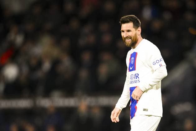 Lionel Messi (PSG) FOOTBALL : Angers vs PSG - Ligue1 - 21 04 2023 JBAutissier Panoramic 