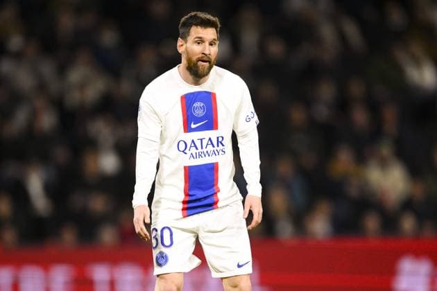 Fußball, SCO Angers - Paris St. Germain Lionel Messi (PSG) FOOTBALL : Angers vs PSG - Ligue1 - 21 04 2023 JBAutissier Panoramic 