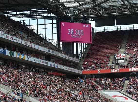 23.04.2023, Cologne, Germany, Rhein-Energie-Stadium, 1. FC Koeln vs Eintracht Frankfurt - Frauen Bundesliga, . die offizielle Zuschauerzahl (Foto Ralf Treese, Ralf Treese) DFB DFL REGULATIONS PROHIBIT ANY USE OF PHOTOGRAPHS AS IMAGE SEQUENCES AND OR QUASI-VIDEO. Cologne Rhein-Energie-Stadium North Rhine-Westphalia Germany