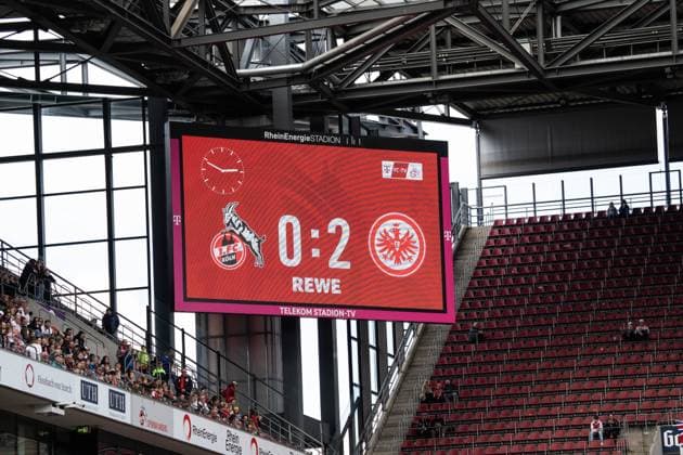 GER, 1.FFBL, 1.FC Koeln vs Eintracht Frankfurt 23.04.2023, RheinEnergieSTADION, Koeln, GER, 1.FFBL, 1.FC Koeln vs Eintracht Frankfurt im Bild picture shows Endergebnis