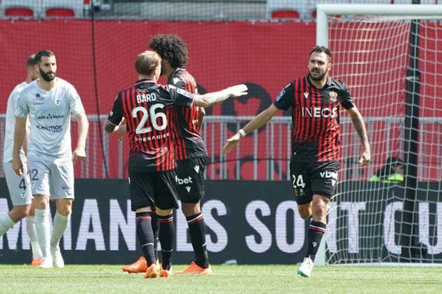 Joie - GaÃ«tan Laborde (OGC Nice) - Melvin Bard (OGC Nice) FOOTBALL : OGC Nice vs Clermont Foot - Ligue 1 Uber Eats - Nice - 23 04 2023 NorbertScanella Panoramic 