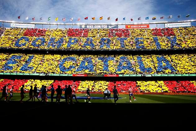 Bilder des Jahres 2023, Sport 04 April Sport Themen der Woche KW16 Sport Bilder des Tages April 23, 2023, Sabadell, Barcelona, Spain: Barcelona Spain 23.04.2023 Mosaic in favor of the Catalan language during the La Liga Santander between FC Barcelona, Barca and Atletico Madrid at Camp Nou on 23 April 2023 in Barcelona. Sabadell Spain - ZUMAu50_ 20230423_zsp_u50_019 Copyright: xXavixUrgelesx