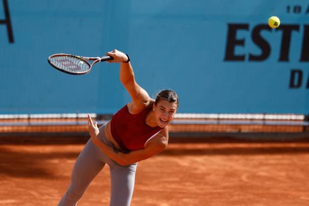 April 25, 2023, MADRID, MADRID, SPAIN: Aryna Sabalenka of Belarus practices during the Mutua Madrid Open 2023 celebrated at Caja Magica on March 25, 2023 in Madrid, Spain. MADRID SPAIN - ZUMAa181 20230425_zaa_a181_038 Copyright: xOscarxJ.xBarrosox