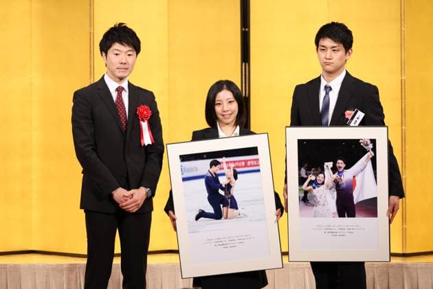 Sport Themen der Woche KW17 Sport Bilder des Tages (L to R) Masato Suzuki, Riku Miura, Ryuichi Kihara, APRIL 26, 2023 : Japan Skating Federation (JSF) Annual Awards in Tokyo, Japan. Noxthirdxpartyxsales  (216851113)