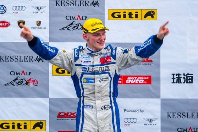 Pan Delta Super Racing Festival Martin Rump of Estonia and Cebu Pacific Air by KCMG celebrates after wining the Formula Masters China Series as part of the 2015 Pan Delta Super Racing Festival at Zhuhai International Circuit on September 20, 2015 in Zhuhai, China. ( Zhuhai Zhuhai International Circuit China  Copyright: xPowerxSportxImagesx PSI006042_20September2015_AA06760