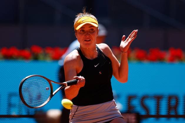 April 26, 2023, MADRID, MADRID, SPAIN: Elina Svitolina of Ukraine in action against Aliaksandra Sasnovich of Belarus during the Mutua Madrid Open 2023 celebrated at Caja Magica on March 26, 2023 in Madrid, Spain. MADRID SPAIN - ZUMAa181 20230426_zaa_a181_062 Copyright: xOscarxJ.xBarrosox
