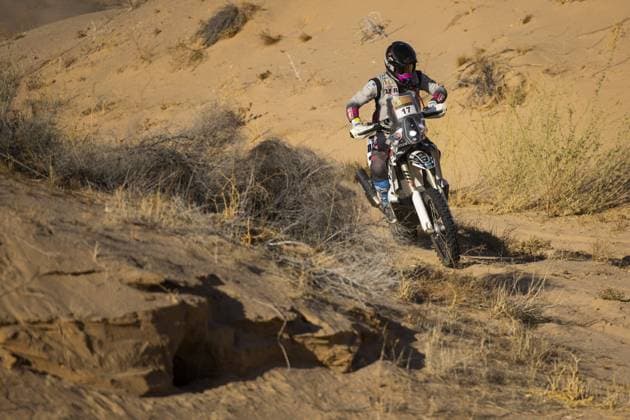 17 DUMONTIER Romain (fra), HT Rally Raid Husqvarna Racing, Husqvarna 450 Rally, FIM W2RC, action during the Stage 3 of the Sonora Rally 2023, 3rd round of the 2023 World Rally-Raid Championship, around Penasco on April 26th, 2023 in Penasco, Mexico - AUTO - W2RC - SONORA RALLY 2023 DPPI Panoramic  05323003__DE_7843