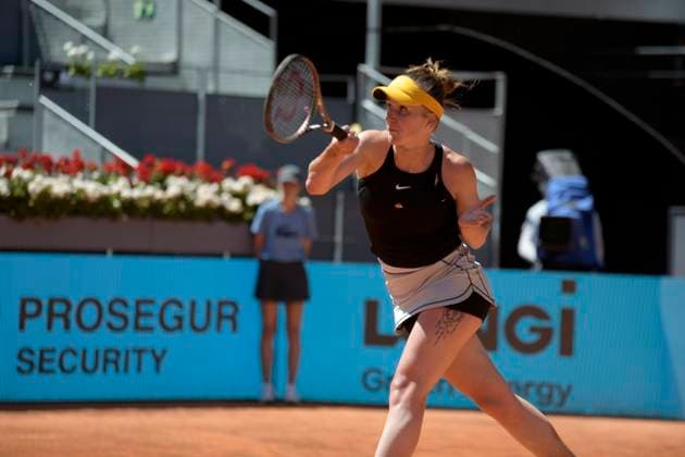Mutua Madrid Open - Day Three Elina Svitolina of Ukrania in action against Aliaksandra Sasnovich of Belarus during first round at the Mutua Madrid Open 2023 tennis tournament on April 26, 2023 at Caja Magica stadium in Madrid, Spain. Madrid Spain  Copyright: xJuanxCarlosxLucasx originalFilename:lucas-notitle230426_np9qi.jpg