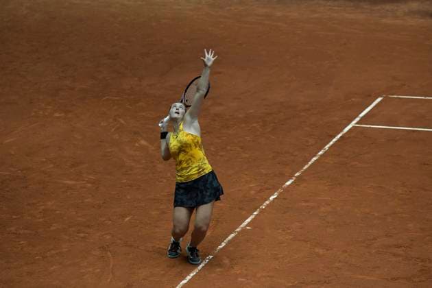 Mutua Madrid Open - Day 4 Jule Niemeier of Germanin action against Petra Kvitova of Czech Republic during second round at the Mutua Madrid Open 2023 tennis tournament on April 27, 2023 at Caja Magica stadium in Madrid, Spain. madrid Spain  Copyright: xJuanxCarlosxLucasx originalFilename:lucas-notitle230427_np8TN.jpg