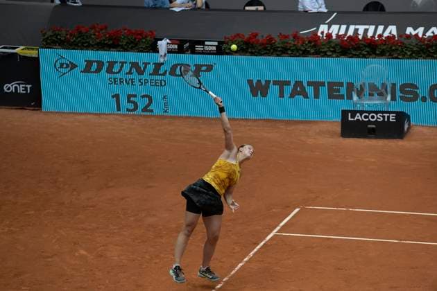Mutua Madrid Open - Day 4 Jule Niemeier of Germanin action against Petra Kvitova of Czech Republic during second round at the Mutua Madrid Open 2023 tennis tournament on April 27, 2023 at Caja Magica stadium in Madrid, Spain. madrid Spain  Copyright: xJuanxCarlosxLucasx originalFilename:lucas-notitle230427_npbv4.jpg