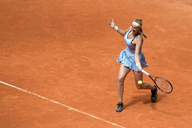 Mutua Madrid Open - Day 4 Petra Kvitova of Czech Republic in action against Jule Niemeier of German during second round at the Mutua Madrid Open 2023 tennis tournament on April 27, 2023 at Caja Magica stadium in Madrid, Spain. madrid Spain  Copyright: xJuanxCarlosxLucasx originalFilename:lucas-notitle230427_npBDZ.jpg