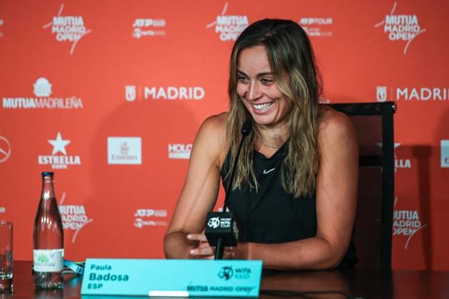 April 27, 2023, MADRID, MADRID, SPAIN: Paula Badosa of Spain during press conference, PK, Pressekonferenz during the Mutua Madrid Open 2023 celebrated at Caja Magica on April 27, 2023 in Madrid, Spain. MADRID SPAIN - ZUMAa181 20230427_zaa_a181_154 Copyright: xIrinaxR.xHipolitox