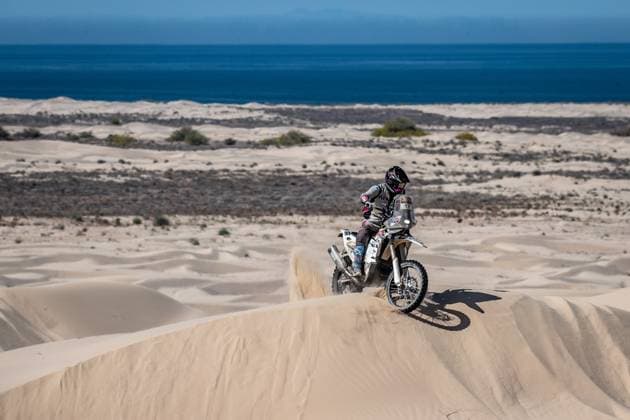 17 DUMONTIER Romain (fra), HT Rally Raid Husqvarna Racing, Husqvarna 450 Rally, FIM W2RC, action during the Stage 4 of the Sonora Rally 2023, 3rd round of the 2023 World Rally-Raid Championship, around Penasco on April 27th, 2023 in Penasco, Mexico - AUTO - W2RC - SONORA RALLY 2023 DPPI Panoramic  CrisBarni_st4_sr23_64919-1389