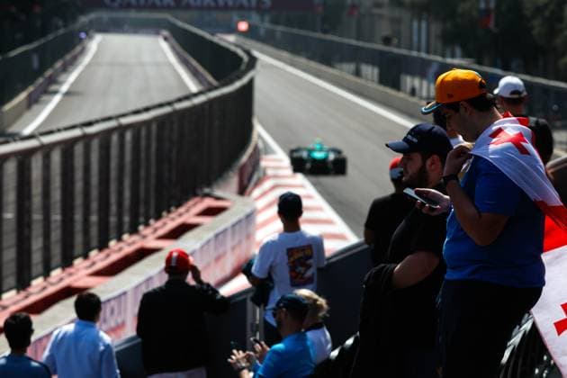 Spectators, F1 Grand Prix of Azerbaijan at Baku City Circuit on April 28, 2023 in Baku, Azerbaijan. (Photo by HOCH ZWEI) Baku Azerbaijan