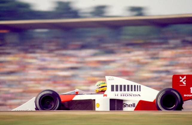 Aerton Senna fahrt im McLaren-Honda 1,5V6t in Hockenheim 1988 auf pole und auf Platz b1 im Rennen Honda-Sieg im GP Deutschland 1988 *** Aerton Senna drives in McLaren Honda 1,5V6t in Hockenheim 1988 on pole and on place b1 in the race Honda victory in GP Germany 1988