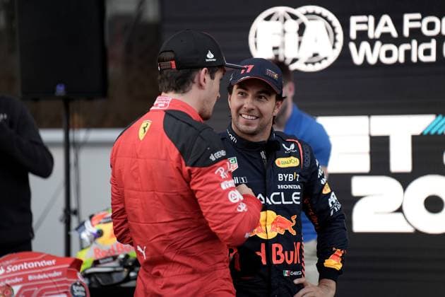 FORMULA 1 AZERBAIJAN GRAND PRIX 2023 28.04.2023, Baku City Circuit , Baku, FORMULA 1 AZERBAIJAN GRAND PRIX 2023 ,im Bild Poleposition für Charles Leclerc (MCO), Scuderia Ferrari, 3.Startplatz für Sergio Perez (MEX), Oracle Red Bull Racing