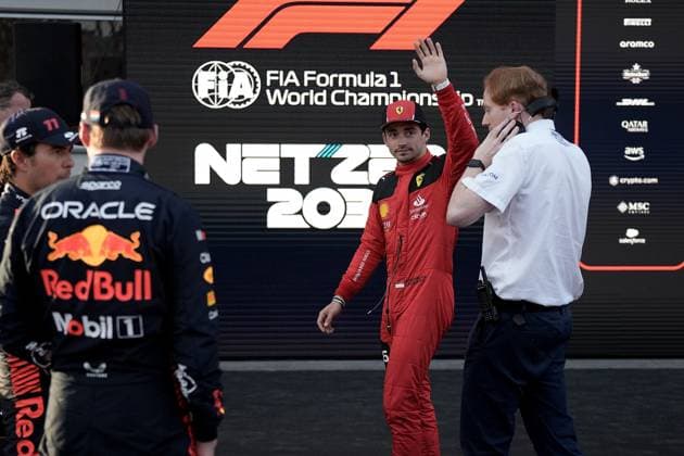 FORMULA 1 AZERBAIJAN GRAND PRIX 2023 28.04.2023, Baku City Circuit , Baku, FORMULA 1 AZERBAIJAN GRAND PRIX 2023 ,im Bild Poleposition für Charles Leclerc (MCO), Scuderia Ferrari, 2.Startplatz für Max Verstappen (NLD), Oracle Red Bull Racing, 3.Startplatz für Sergio Perez (MEX), Oracle Red Bull Racing