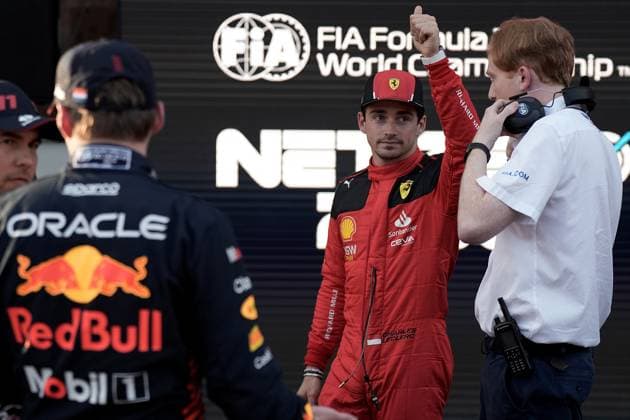 FORMULA 1 AZERBAIJAN GRAND PRIX 2023 28.04.2023, Baku City Circuit , Baku, FORMULA 1 AZERBAIJAN GRAND PRIX 2023 ,im Bild Poleposition für Charles Leclerc (MCO), Scuderia Ferrari, 2.Startplatz für Max Verstappen (NLD), Oracle Red Bull Racing, 3.Startplatz für Sergio Perez (MEX), Oracle Red Bull Racing