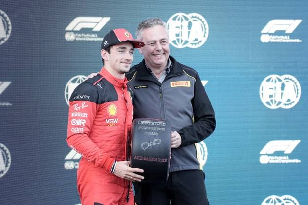 FORMULA 1 AZERBAIJAN GRAND PRIX 2023 28.04.2023, Baku City Circuit , Baku, FORMULA 1 AZERBAIJAN GRAND PRIX 2023 ,im Bild Poleposition für Charles Leclerc (MCO), Scuderia Ferrari, Pirelli Motorsportchef Mario Isola.