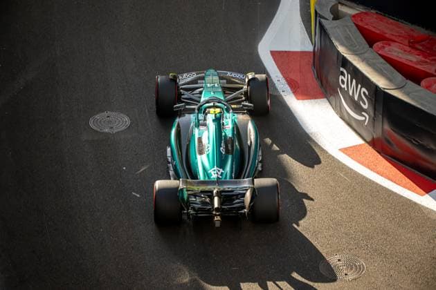 BAKU, AZERBAIJAN: Fernando Alonso, racing for the Aston Martin F1 team during the 2023 Formula 1 Azerbaijan Grand Prix at the Baku City Circuit in Baku, Azerbaijan