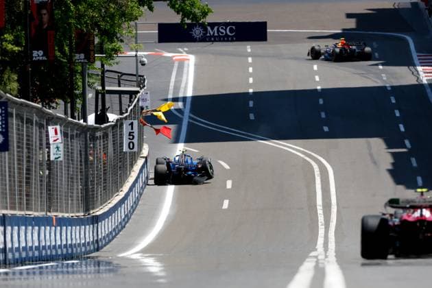 2 Logan Sargeant (USA, Williams Racing) after crash, F1 Grand Prix of Azerbaijan at Baku City Circuit on April 29, 2023 in Baku, Azerbaijan. (Photo by HOCH ZWEI) Baku Azerbaijan
