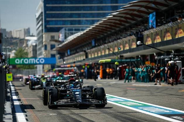 63 George Russell (GBR, Mercedes-AMG Petronas F1 Team), F1 Grand Prix of Azerbaijan at Baku City Circuit on April 29, 2023 in Baku, Azerbaijan. (Photo by HOCH ZWEI) Baku Azerbaijan