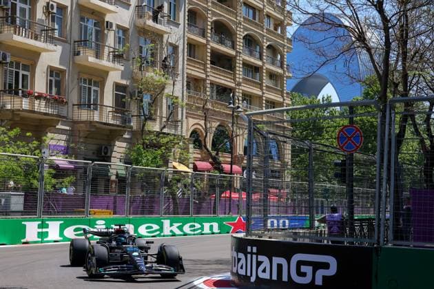 63 George Russell (GBR, Mercedes-AMG Petronas F1 Team), F1 Grand Prix of Azerbaijan at Baku City Circuit on April 29, 2023 in Baku, Azerbaijan. (Photo by HOCH ZWEI) Baku Azerbaijan