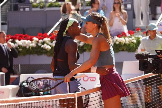 Paula Badosa vs Coco Gauff Masters Series Mutua Madrid Open 2023 in Madrid on 29, April 2023. Cordon Press