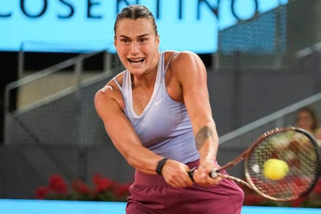 Mutua Madrid Open - Day Six Aryna Sabalenka de Bielorrusia contra Camila Osorio de Columbia durante su partido de individuales del torneo de tenis WTA, Tennis Damen Tour Madrid Open 2023 en la Caja Magica de Madrid, on April 29, 2023. Madrid Spain  Copyright: xOscarxGonzalezx originalFilename:gonzalez-notitle230429_np7NG.jpg