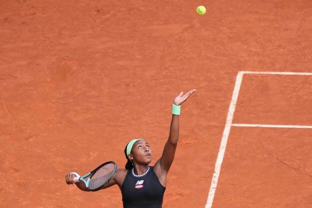Mutua Madrid Open - Day Six Coco Gauff of the United States plays against Paula Badosa of Spain during their third round match on day six of the Mutua Madrid Open at La Caja Magica on April 29, 2023 in Madrid, Spain Madrid Spain  Copyright: xOscarxGonzalezx originalFilename:gonzalez-notitle230429_npGik.jpg