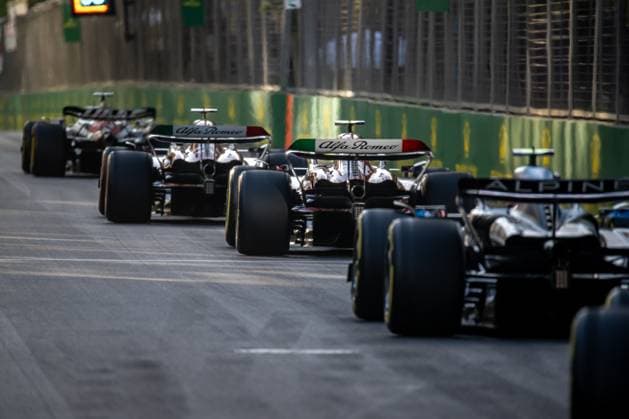 BAKU, AZERBAIJAN: Zhou Guanyu, racing for the Alfa Romeo Racing team during the 2023 Formula 1 Azerbaijan Grand Prix at the Baku City Circuit in Baku, Azerbaijan