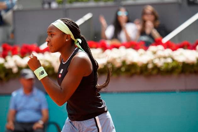 RECORD DATE NOT STATED Mutua Madrid Open - Day Six Cori Gauff of USA in action against Paula Badosa of Spain during the third round at the Mutua Madrid Open 2023 tennis tournament on April 29th, 2023 at Caja Magica stadium in Madrid, Spain. madrid Spain  Copyright: xJuanxCarlosxLucasx originalFilename:lucas-notitle230429_npE9M.jpg