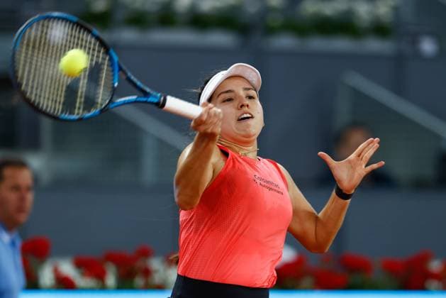 April 29, 2023, MADRID, MADRID, SPAIN: Camila Osorio of Colombia in action against Aryna Zabalenka of Belarus during the Mutua Madrid Open 2023 celebrated at Caja Magica on Abril 29, 2023 in Madrid, Spain. MADRID SPAIN - ZUMAa181 20230429_zaa_a181_067 Copyright: xOscarxJ.xBarrosox