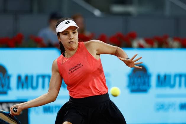 April 29, 2023, MADRID, MADRID, SPAIN: Camila Osorio of Colombia in action against Aryna Zabalenka of Belarus during the Mutua Madrid Open 2023 celebrated at Caja Magica on Abril 29, 2023 in Madrid, Spain. MADRID SPAIN - ZUMAa181 20230429_zaa_a181_070 Copyright: xOscarxJ.xBarrosox