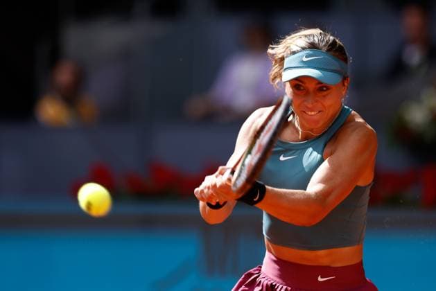 April 29, 2023, MADRID, MADRID, SPAIN: Paula Badosa of Spain in action against Coco Gauff of United States during the Mutua Madrid Open 2023 celebrated at Caja Magica on Abril 29, 2023 in Madrid, Spain. MADRID SPAIN - ZUMAa181 20230429_zaa_a181_101 Copyright: xOscarxJ.xBarrosox