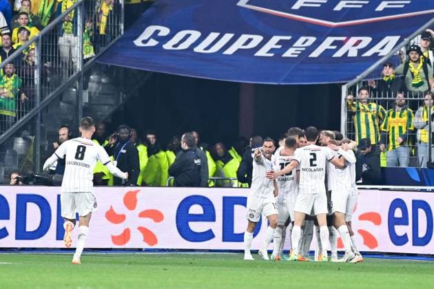 Joie des joueurs de Toulouse apres le but de Logan COSTA ( 14 - Toulouse ) - FOOTBALL : Nantes vs Toulouse - Finale Coupe de France - 29 04 2023 FedericoPestellini Panoramic 