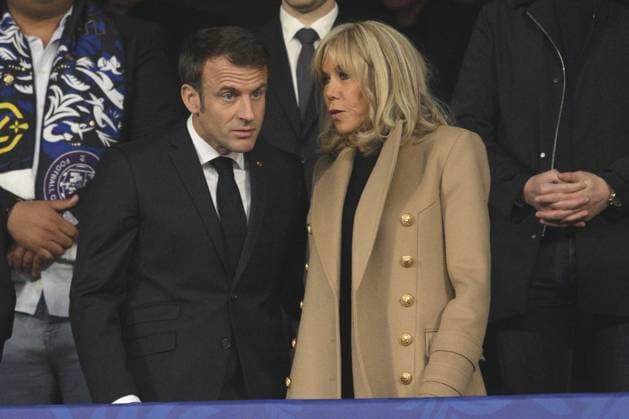 Emmanuel Macron - President de la Republique Francaise et sa femme Brigitte FOOTBALL : Nantes vs Toulouse - Finale de la Coupe de France - 29 04 2023 JBAutissier Panoramic 