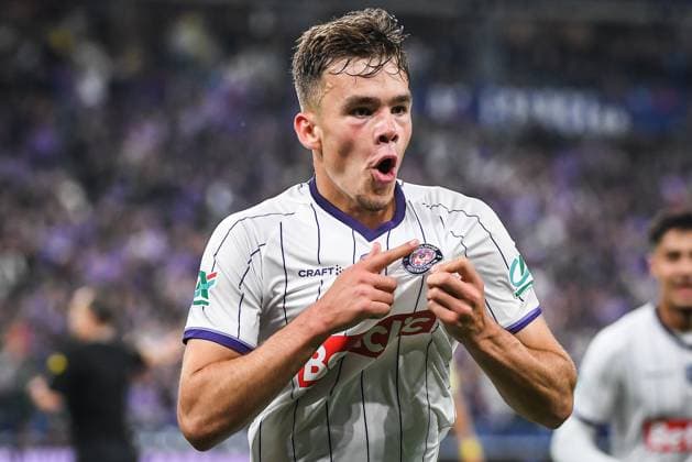 April 29, 2023, Saint-Denis, France, France: Thijs DALLINGA of Toulouse celebrates his goal during the French Cup Final match between FC Nantes and Toulouse FC at Stade de France on April 29, 2023 in Saint-Denis near Paris, France. Saint-Denis France - ZUMAm308 20230429_zsp_m308_003 Copyright: xMatthieuxMirvillex