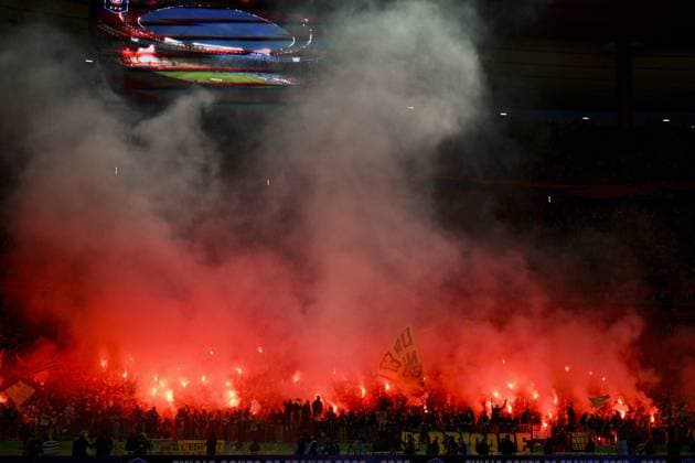supporters de Nantes - ambiance - fumigenes FOOTBALL : Nantes vs Toulouse - Finale de la Coupe de France - 29 04 2023 JBAutissier Panoramic 