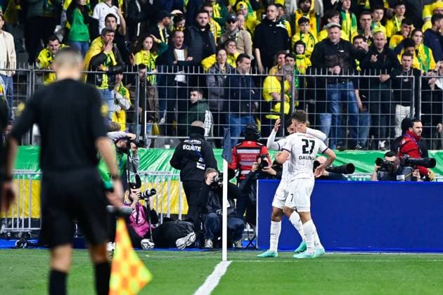 Joie des joueurs de Toulouse apres le but de Thijs Dallinga ( 27 - Toulouse ) - FOOTBALL : Nantes vs Toulouse - Finale Coupe de France - 29 04 2023 FedericoPestellini Panoramic 